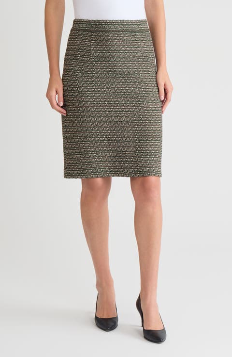 Straight Tweed Knit Skirt
