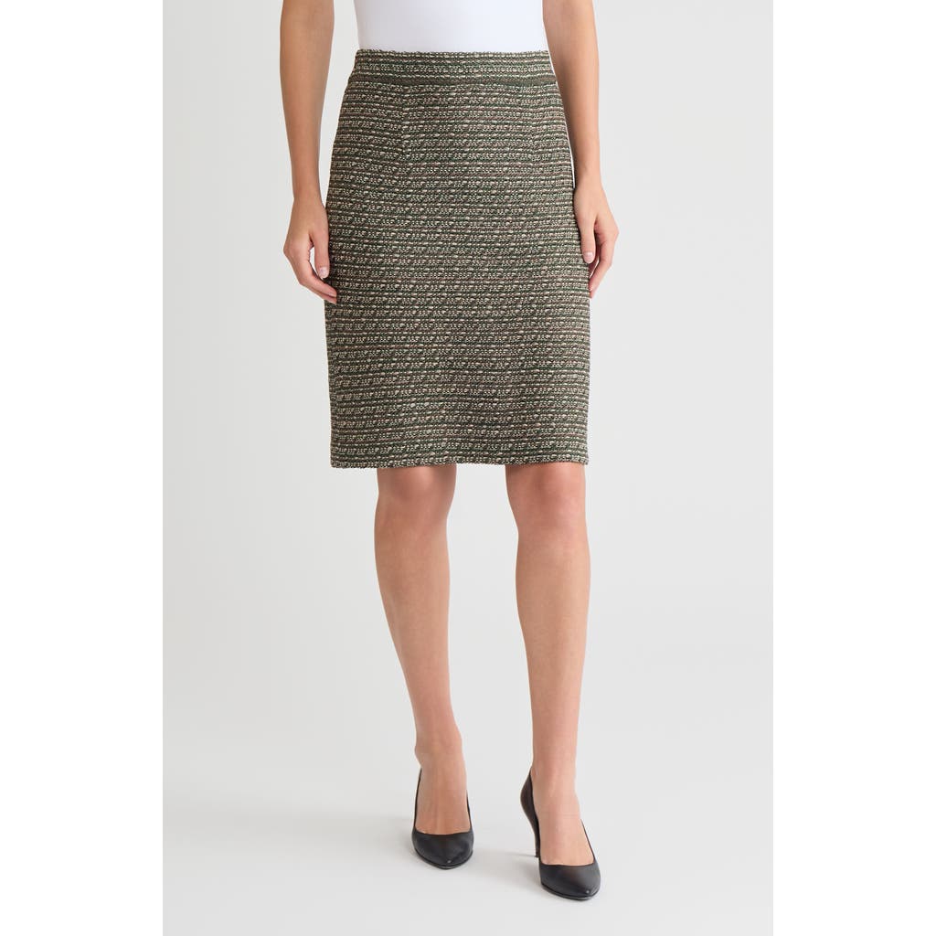 Misook Straight Tweed Knit Skirt In Multi