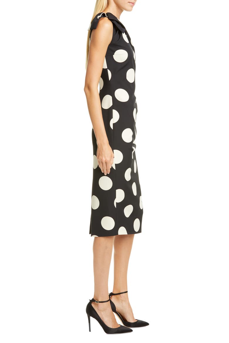 Polka Dot Bow Shoulder Cocktail Dress, Alternate, color, BLACK/ WHITE