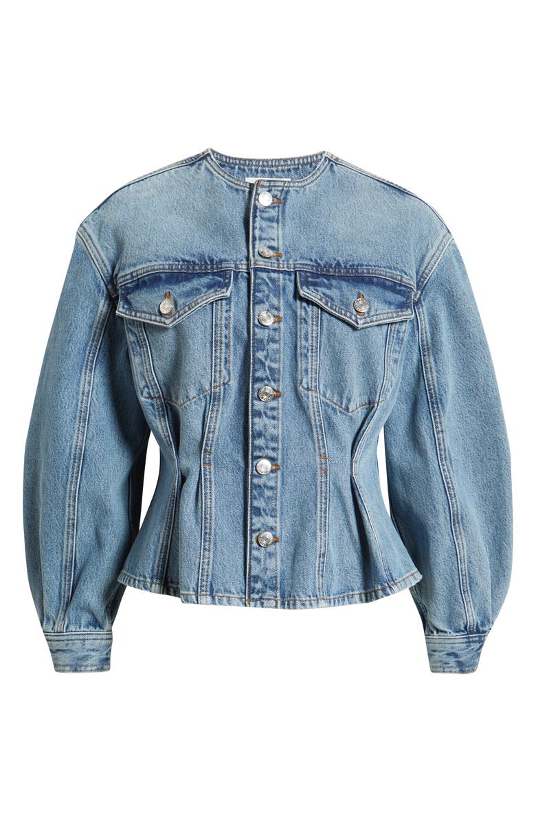 FRAME The Nipped Collarless Denim Jacket, Alternate, color, Umbria