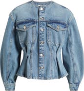FRAME The Nipped Collarless Denim Jacket