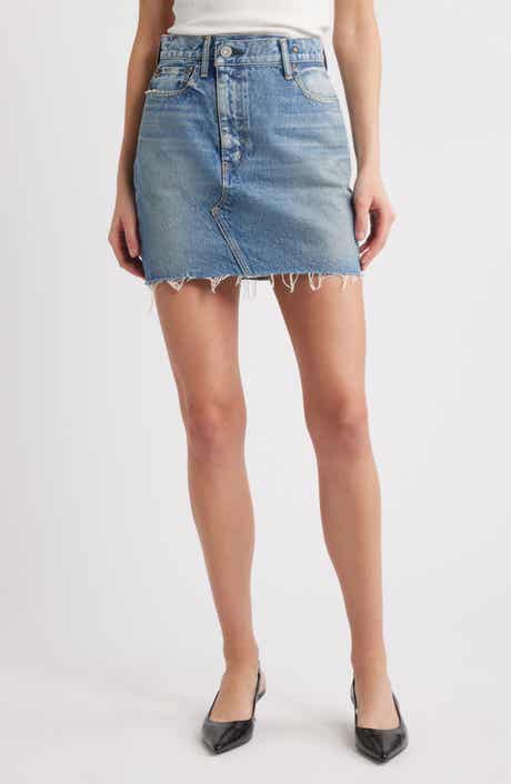 MOUSSY VINTAGE Thomoston Raw Hem Denim Miniskirt