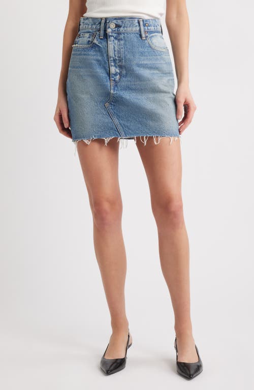 Moussy Vintage Thomoston Raw Hem Denim Miniskirt In Blue