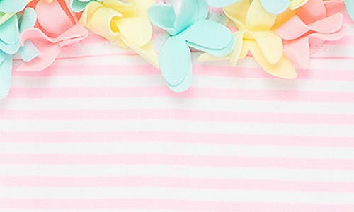 Little Me Baby Girls Floral-trim Striped One-piece Swimsuit In Pink