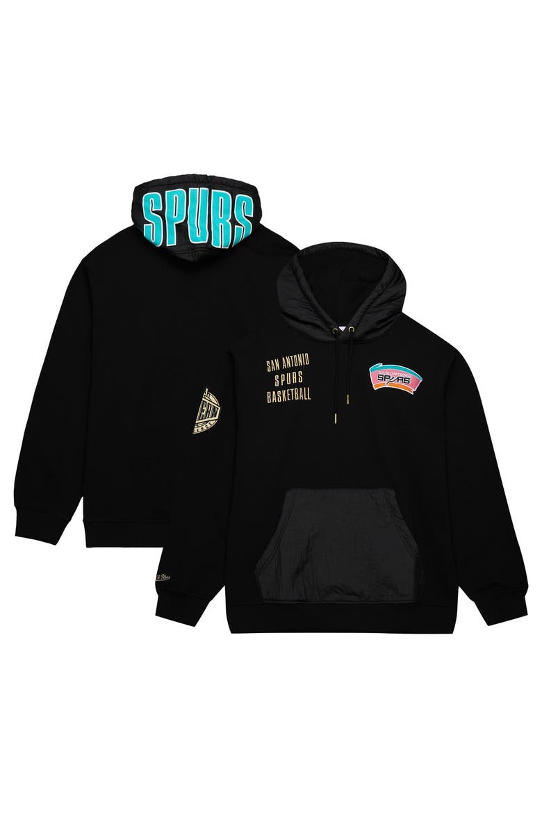 Men's Mitchell & Ness Black San Antonio Spurs  Team OG 2.0 Vintage Logo Fleece Pullover Hoodie, Main, color, Black