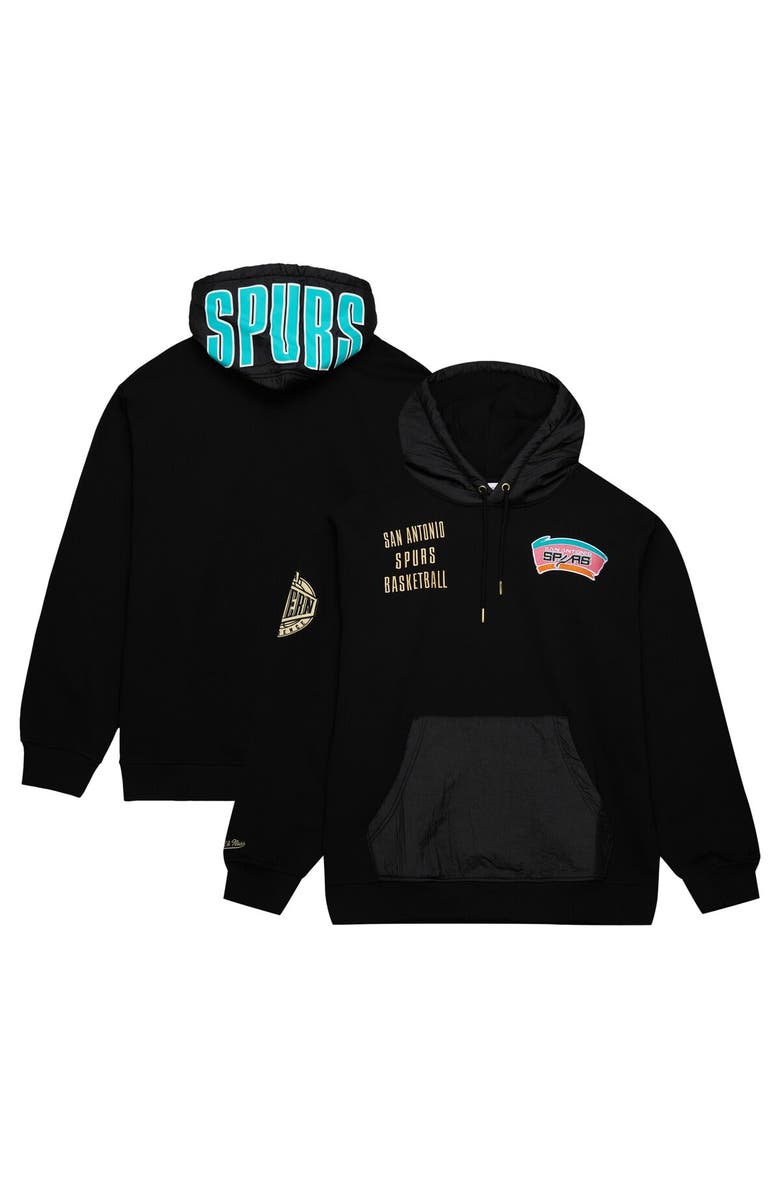 Mitchell & Ness Men's Mitchell & Ness Black San Antonio Spurs  Team OG 2.0 Vintage Logo Fleece Pullover Hoodie, Main, color, 
