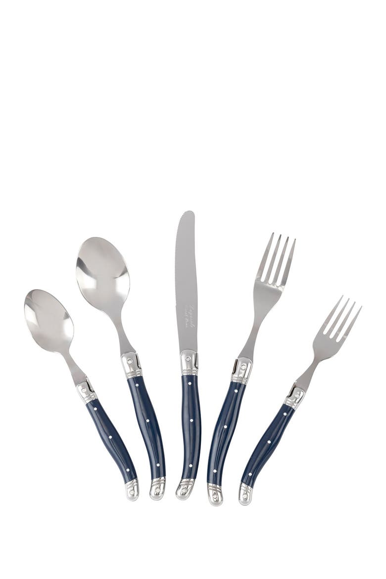 Laguiole 20-Piece Stainless Steel Flatware Set - Navy Blue, Main, color, NAVY BLUE