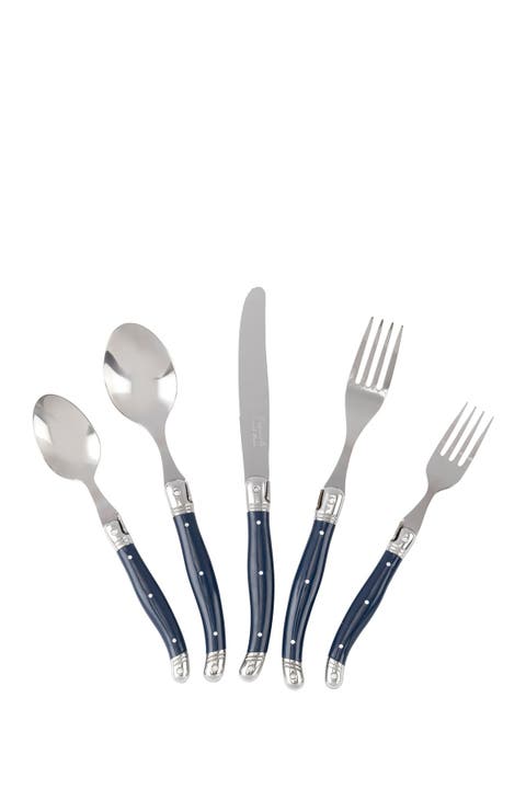 Laguiole 20-Piece Stainless Steel Flatware Set - Navy Blue
