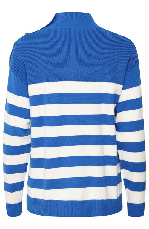 Shop Ichi Knit Stripe Sweater In Turkish Sea