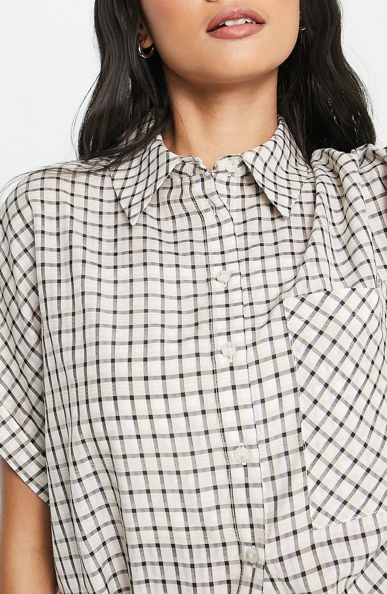 Topshop Check Short Sleeve Button-Up Shirt, Alternate, color,