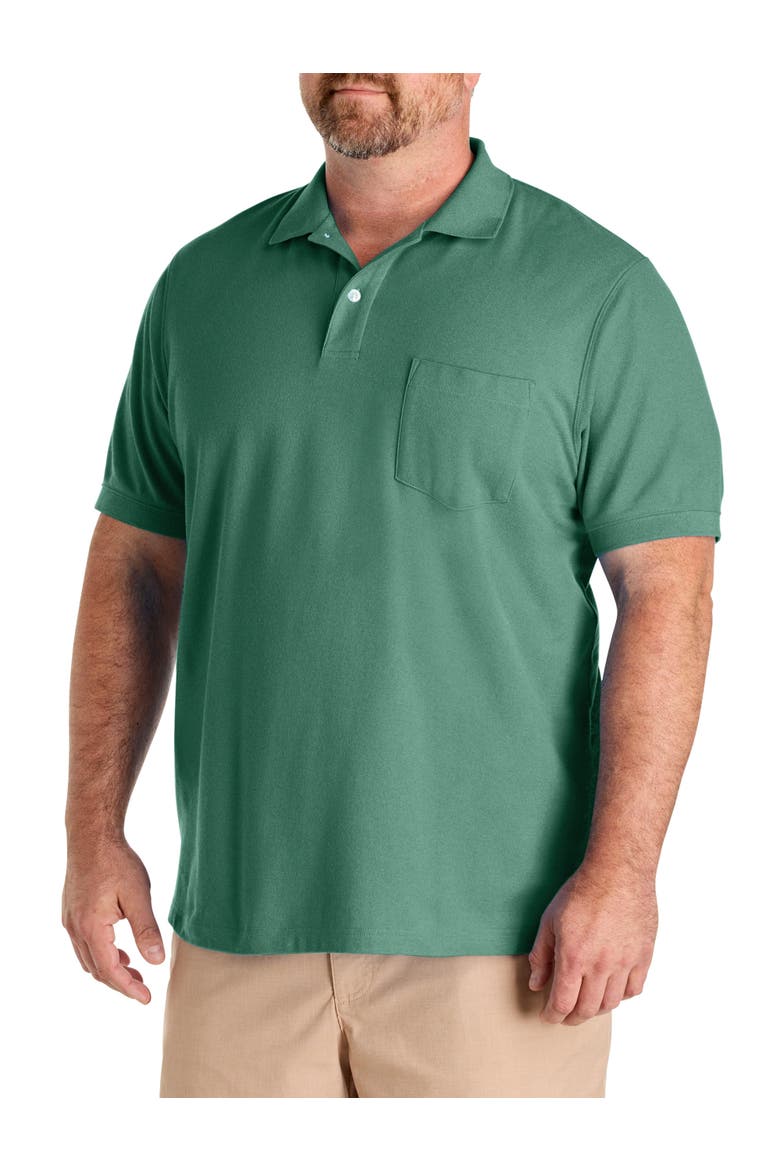 Big & Tall Pocket Piqué Polo Shirt, Main, color, BERYL GREEN HEATHER