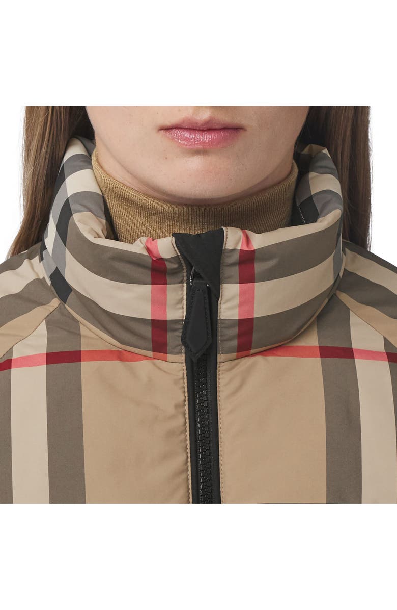 Burberry Check Crop Down Puffer Jacket, Alternate, color, 