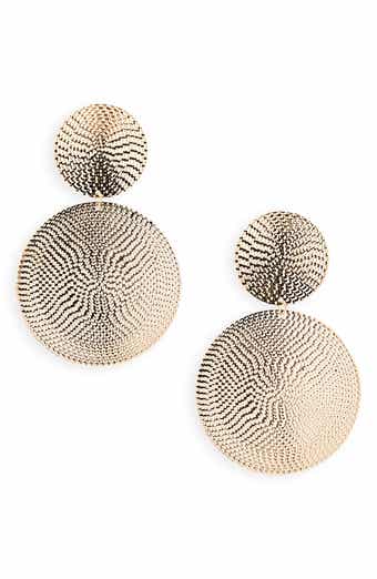 Tasha Textured Double Medallion Drop Earrings