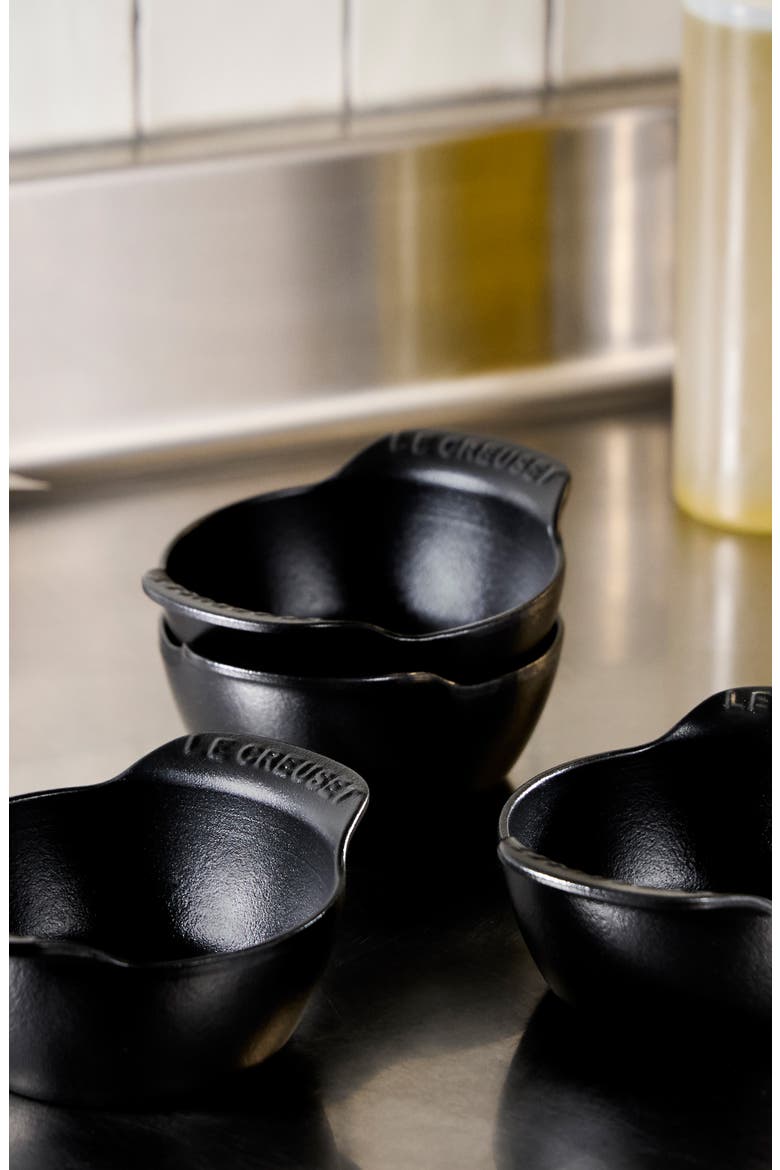 Gourmand Set of 4 1/3-Quart Enamel Cast Iron Cocotte, Alternate, color, MATTE BLACK