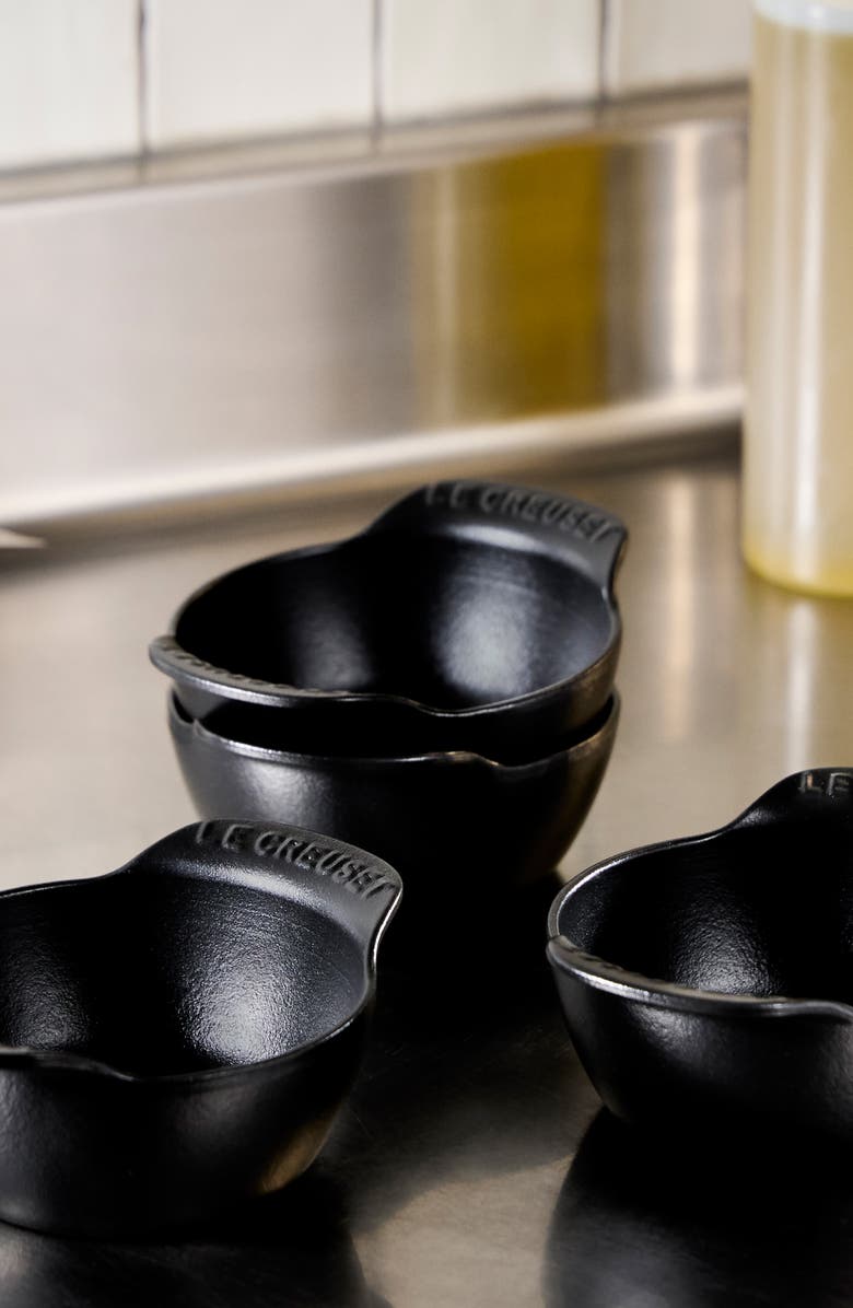 Le Creuset Gourmand Set of 4 1/3-Quart Enamel Cast Iron Cocotte, Alternate, color, Matte Black