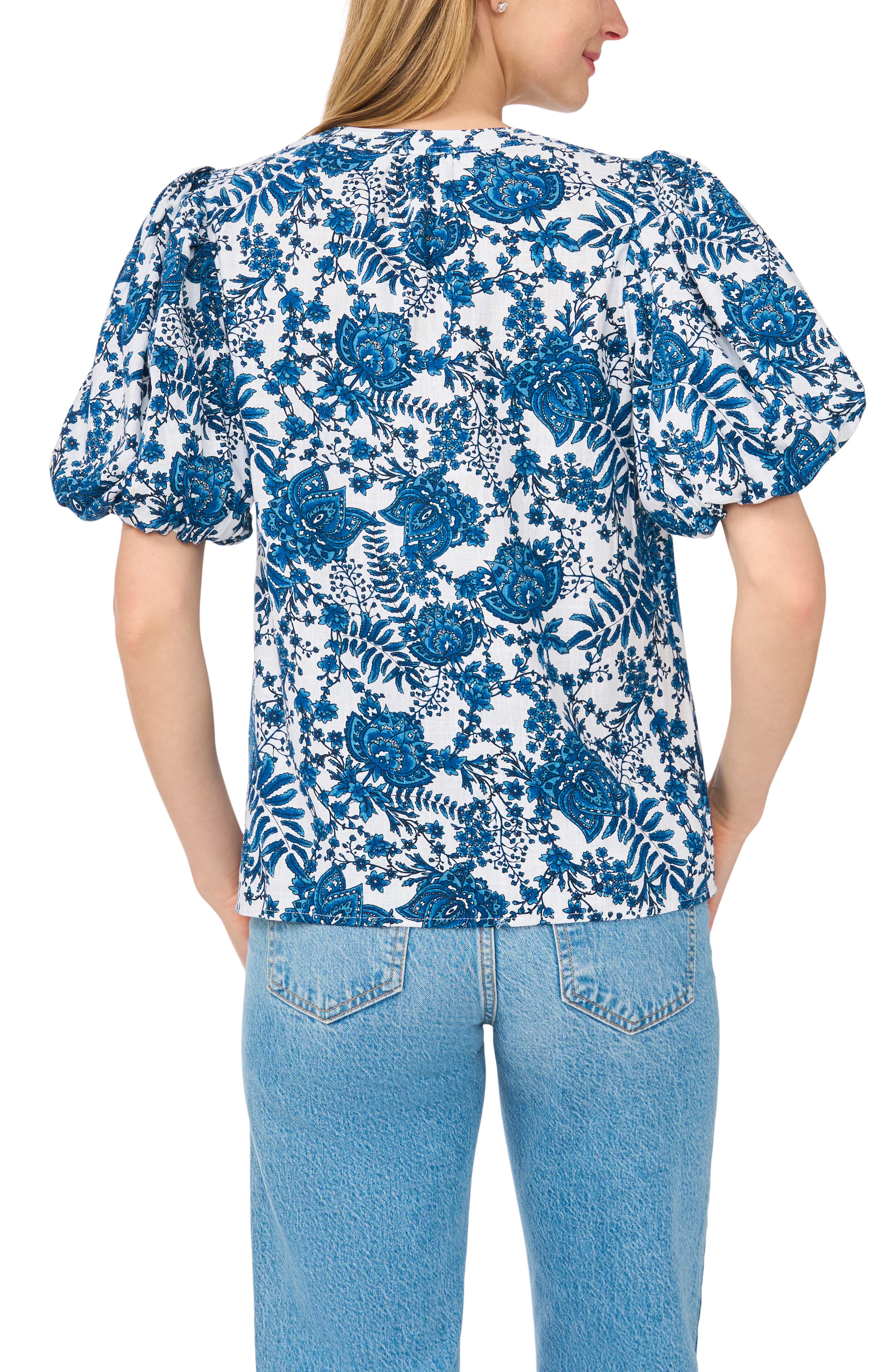 Printed Puff Sleeve Top - image 2