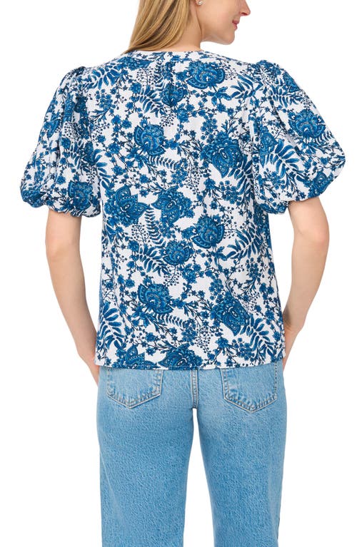 Cece Printed Puff Sleeve Top In Multi