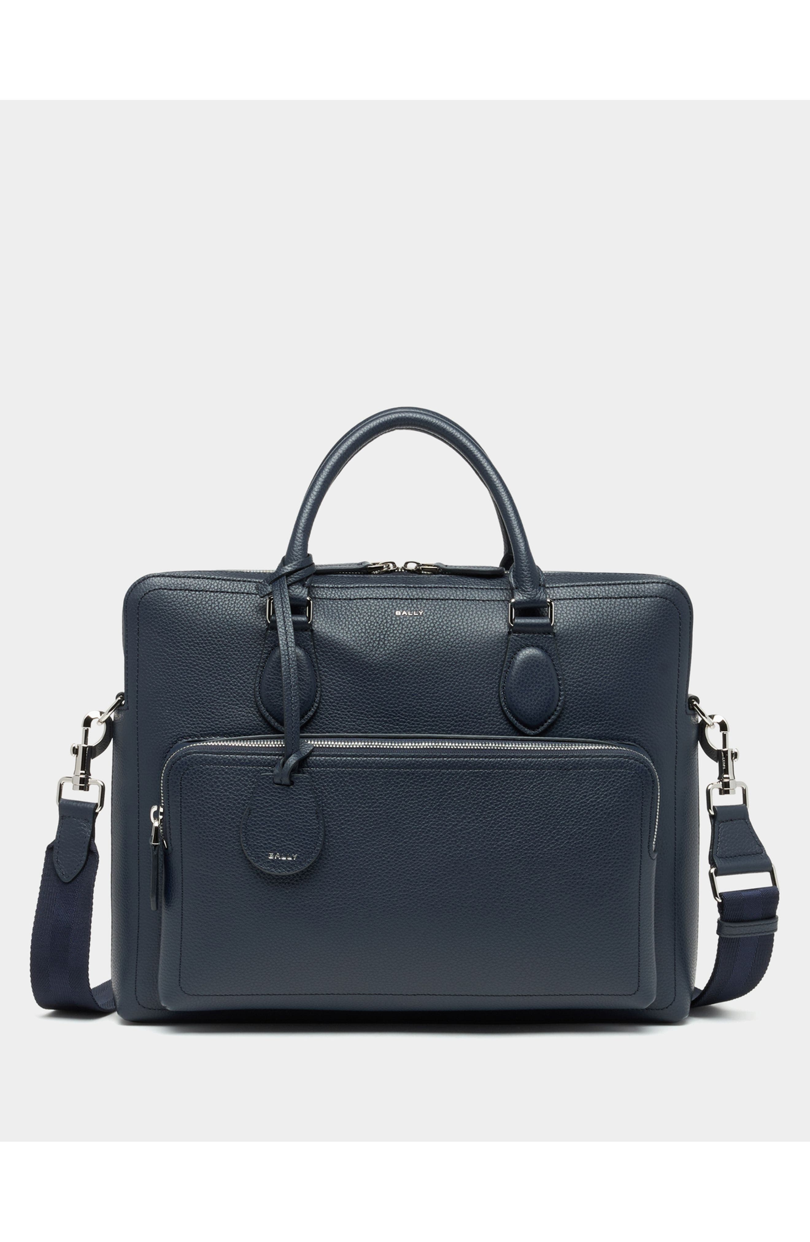 Bally Capitol Briefcase in Bovine Leather, Main, color, Blue