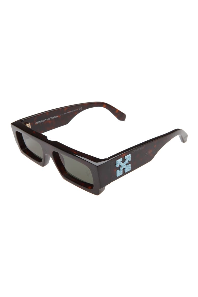 Havana 55mm Logo Rectangular Sunglasses, Alternate, color, HAVANA
