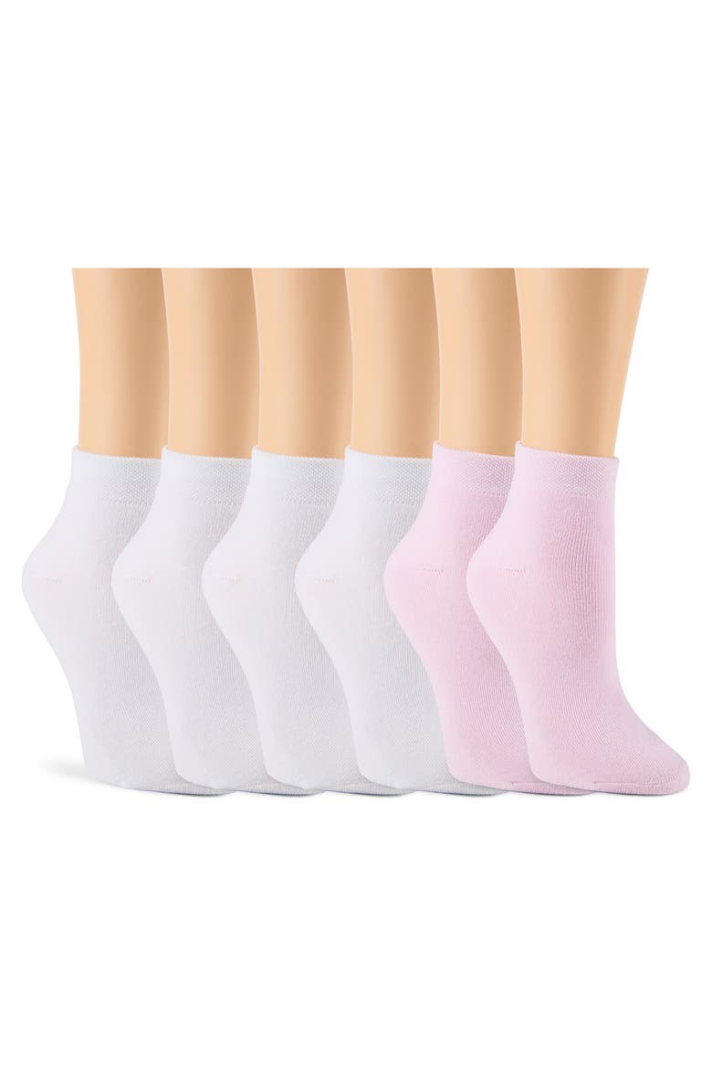 6-Pack Full Cushion Ankle Socks, Alternate, color, WHISPER PINK/ WHITE
