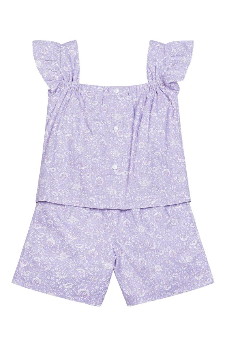 Hope & Henry Girls' Flutter Sleeve Faux Top Pull-On Linen Romper, Infant, Alternate, color, 