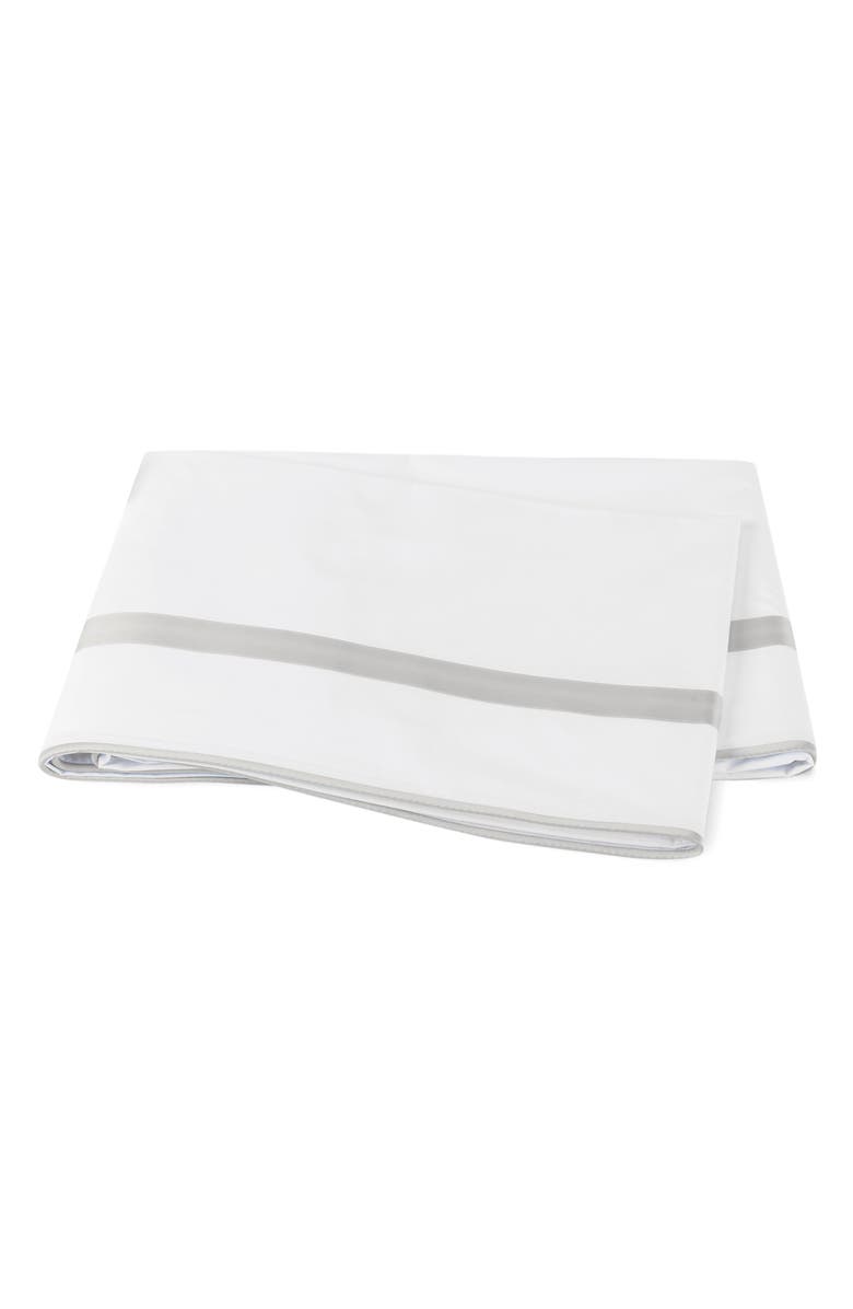 Matouk Louise 500 Thread Flat Sheet, Main, color, Silver
