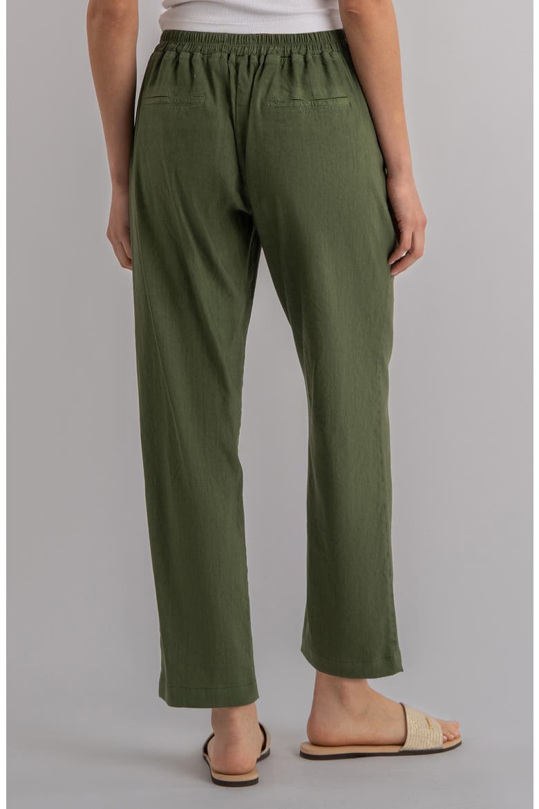 Rosalie Pull-On Tapered Linen Blend Pants, Alternate, color, DILL