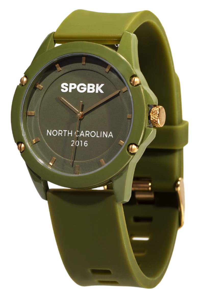 Matcha Silicone Strap Watch, 44mm, Main, color, OLIVE