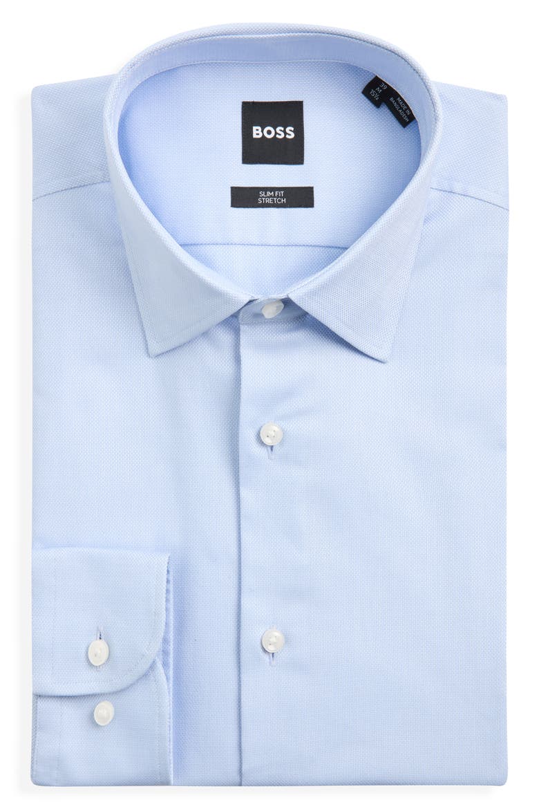 Hank Trim Fit Stretch Cotton Shirt, Alternate, color, LIGHT/ PASTEL BLUE