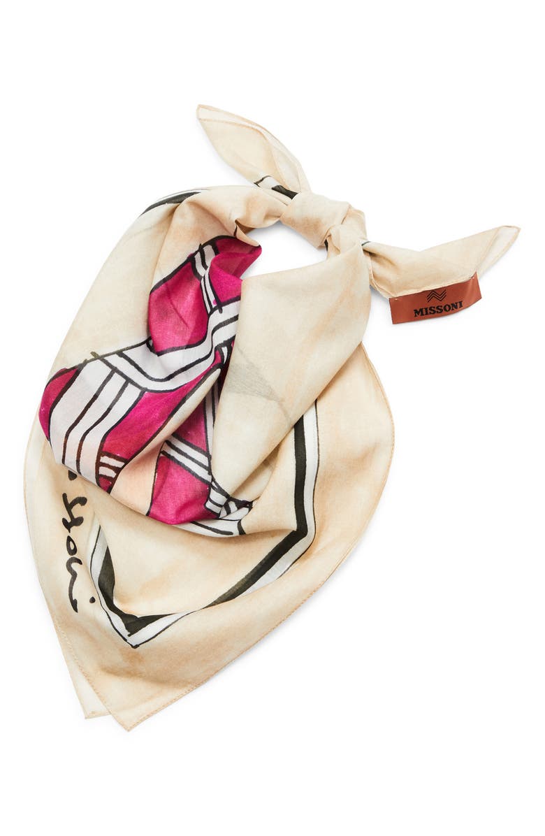 Missoni Cotton & Silk Graphic Square Scarf, Alternate, color, 0001 Cream Multi