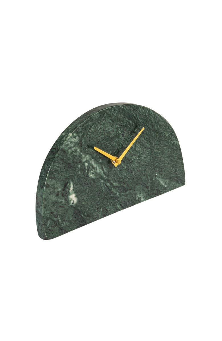 Storied Home Decorative Half Moon Marble Mantel Clock, Green and Gold, Main, color,