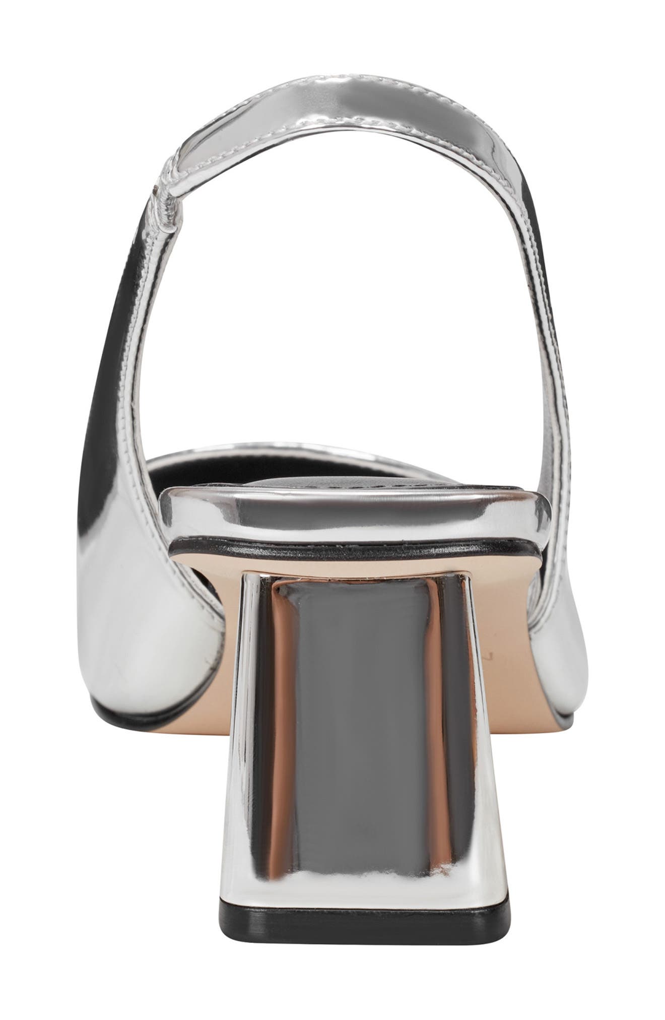 Marc Fisher Mirrored Block Heel Slingback Pump, Alternate, color, Silver