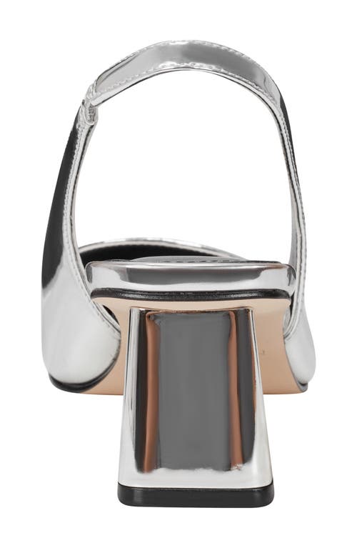 Marc Fisher Mirrored Block Heel Slingback Pump In Silver