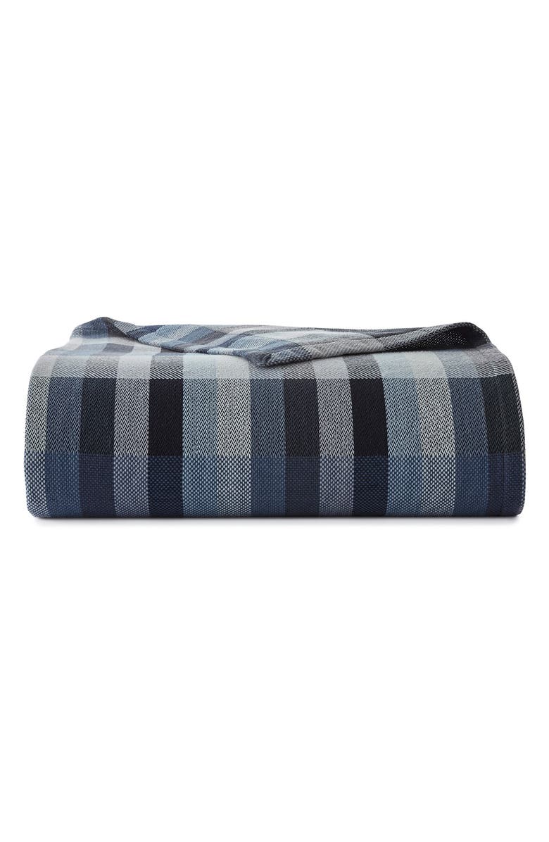 Eddie Bauer Windsor Stripe Cotton Blanket, Main, color, Open Medium Blue