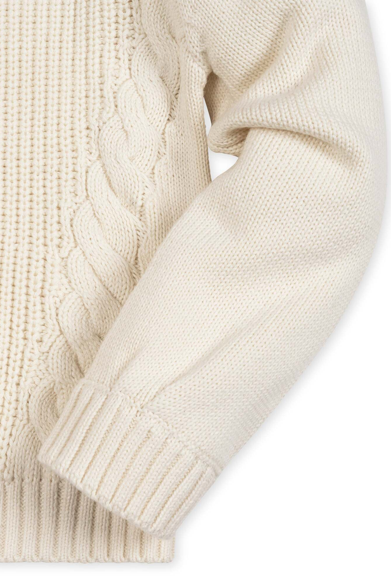 Kids' Organic Bow Detail Cable Sweater, Alternate, color, Ivory Cable