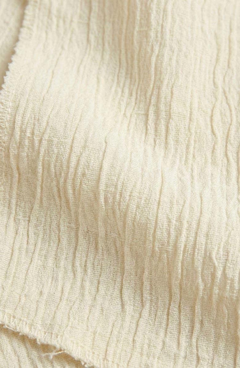 Modenaire Puff-Sleeve Bow-Tie Front Peplum Blouse, Alternate, color, Cream