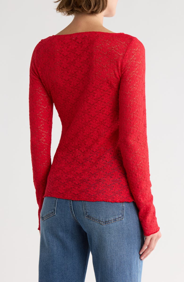 Sanctuary Neck Long Sleeve Lettuce Edge Top, Alternate, color, Bittersweet Red