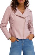 Kensie Peplum Back Faux Lether Moto Jacket