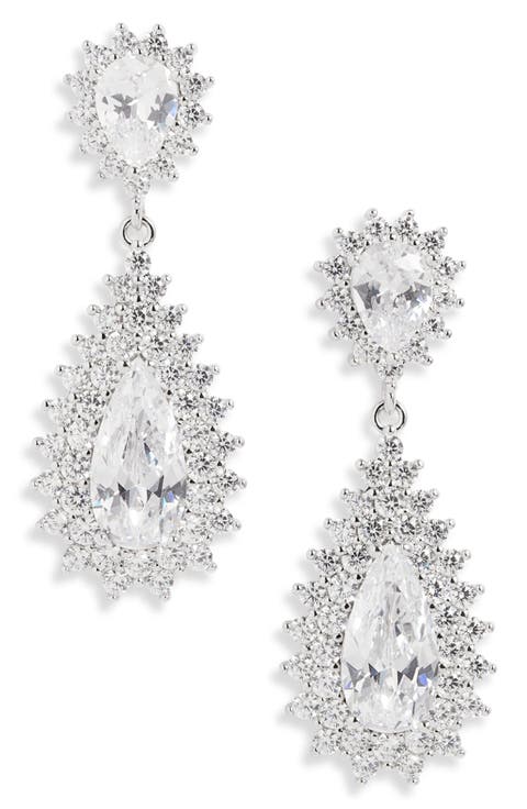 Starburst Cubic Zirconia Drop Earrings