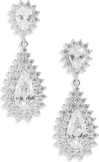 Starburst Cubic Zirconia Drop Earrings