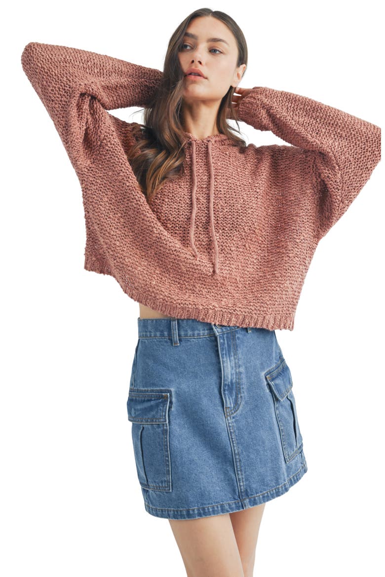Textured Metallic Hoodie, Alternate, color, ROSE