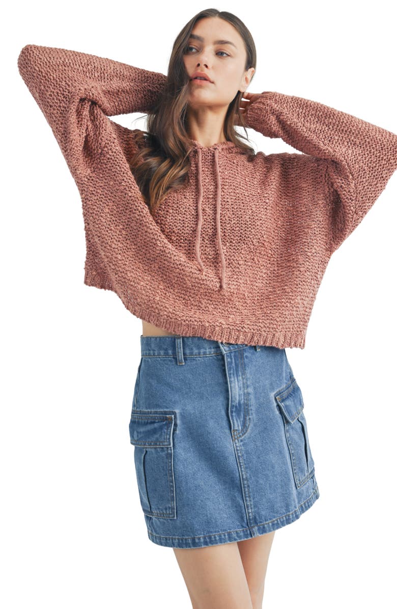 WISHLIST Textured Metallic Hoodie, Alternate, color, Rose