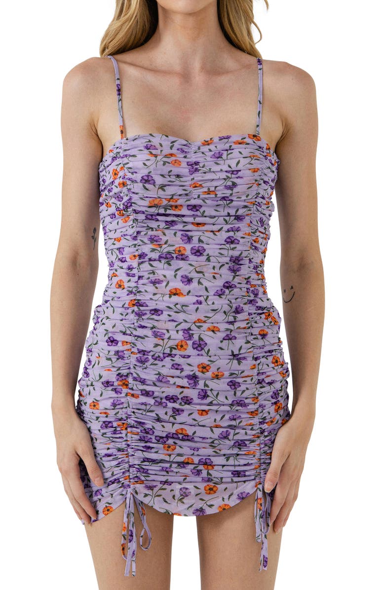 Endless Rose Floral Ruched Mesh Minidress, Alternate, color, 