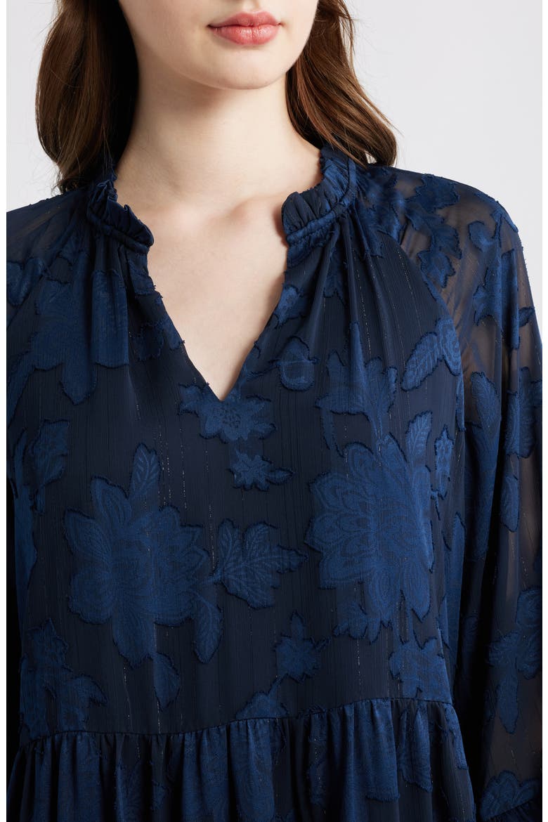 Long Sleeve Floral Tiered Dress, Alternate, color, CLASSIC NAVY