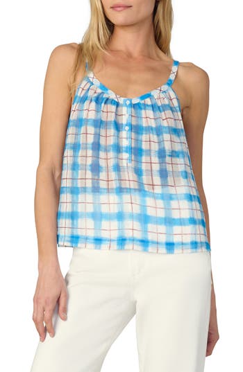 Joe's The Charlie Babydoll Tank Top In Blue/rust Check