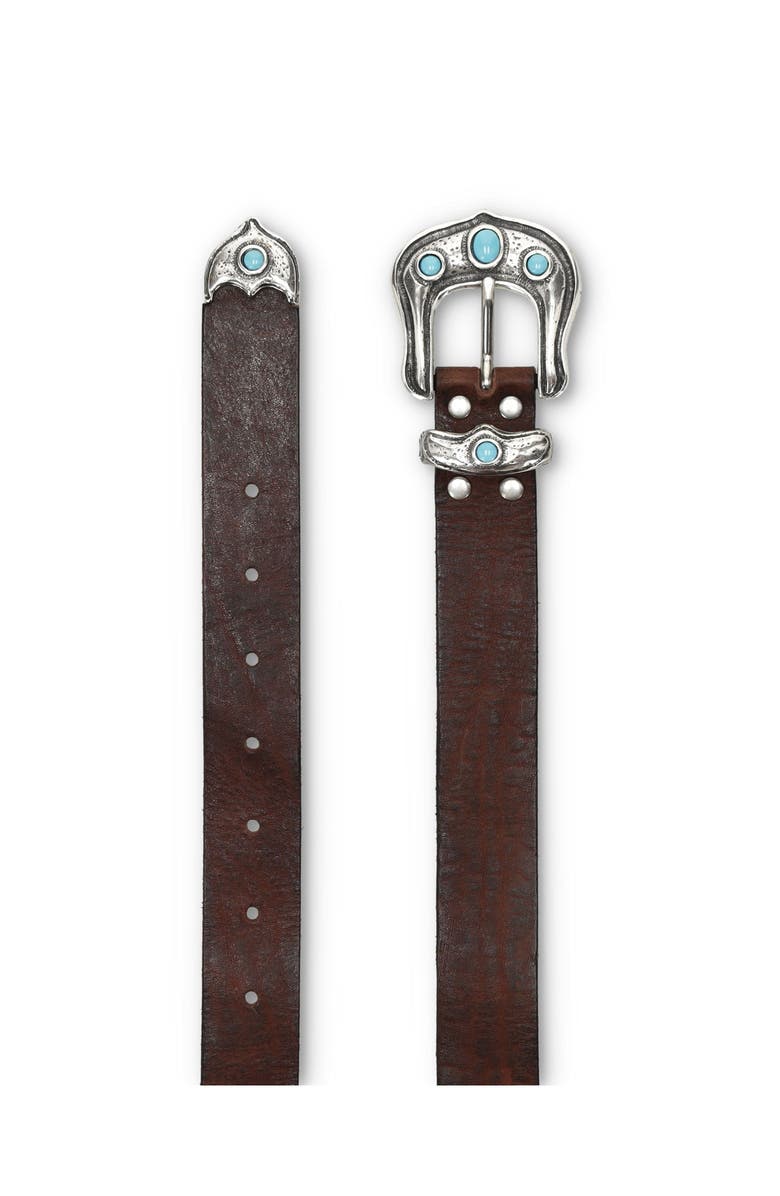 Fortela Turquoise Stone Leather Belt, Alternate, color, Leather