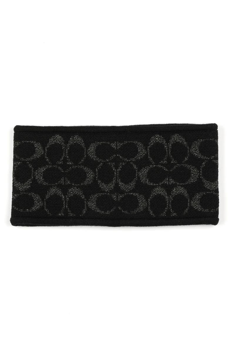 COACH Metallic Signature C Headband, Main, color, 
