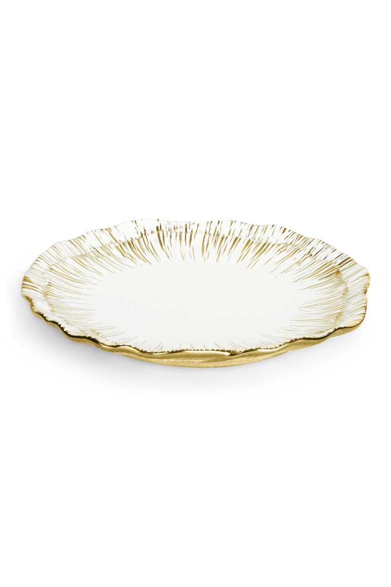 Anemone Set of 4 Tidbit Plates, Alternate, color, WHITE/ GOLD