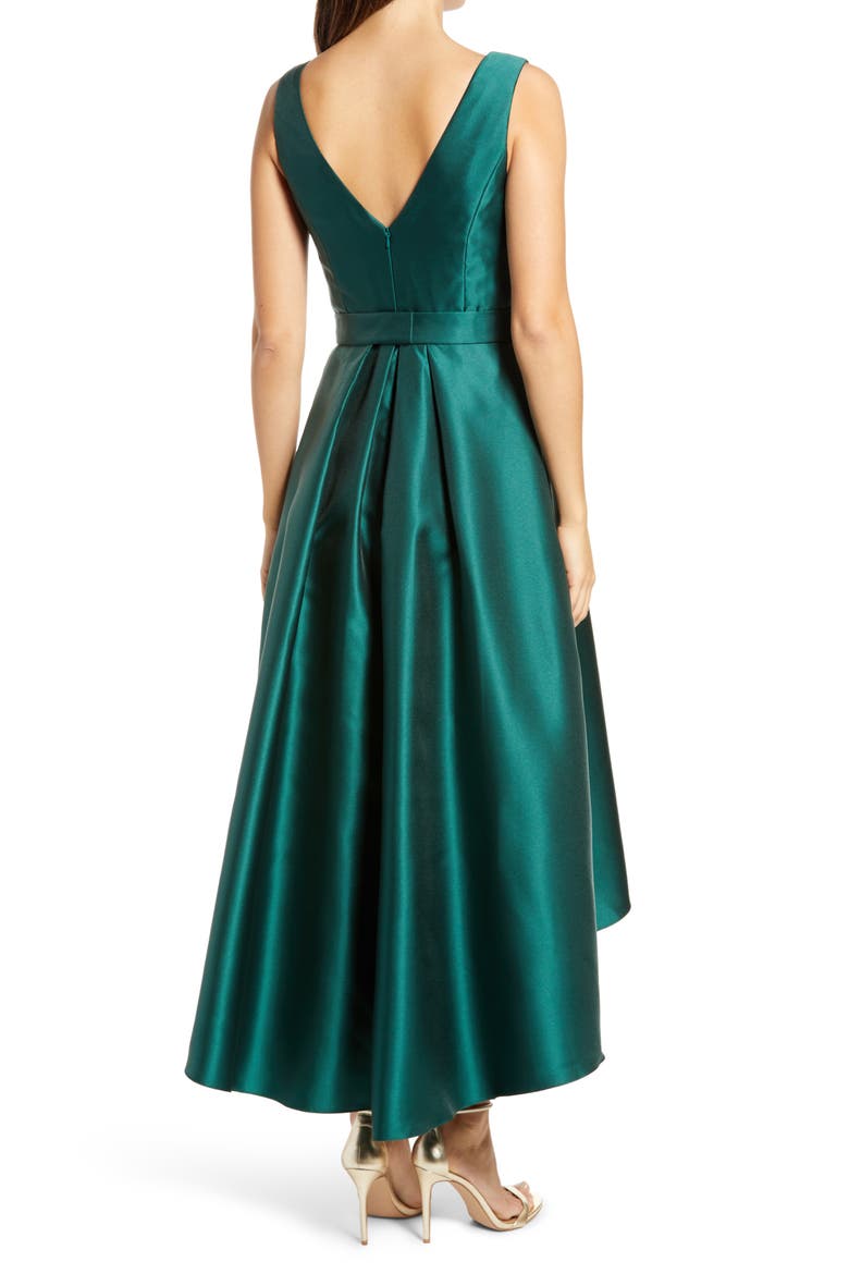 Satin High/Low Gown, Alternate, color, HUNTER