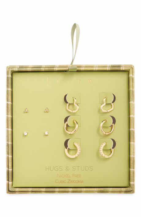 5-Pack Heart Huggies & Stud Earrings